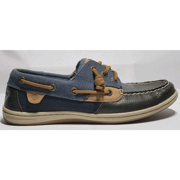 Sperry Shoes - Sperry Songfish 3-Eye Boat Shoes Women’s Size 7 STS97723 Navy Tan Leather Clean